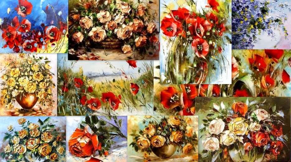 Collage floral rompecabezas de la foto