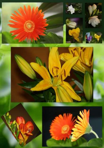 blommig collage pussel online från foto