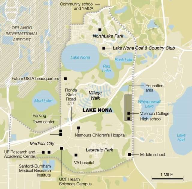 Mapa oblasti Lake Nona online puzzle