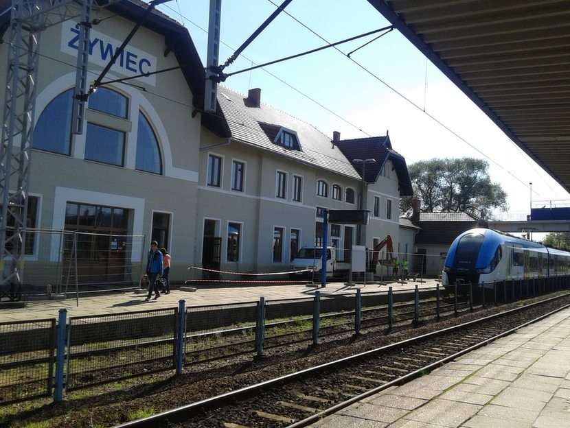Σιδηροδρομικός σταθμός στο Żywiec. online παζλ
