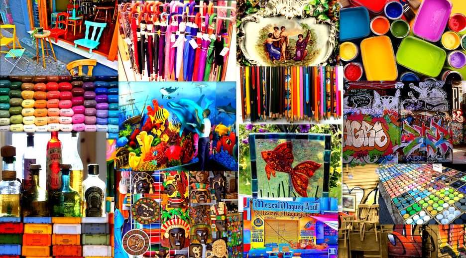 Colorful collage puzzle online from photo