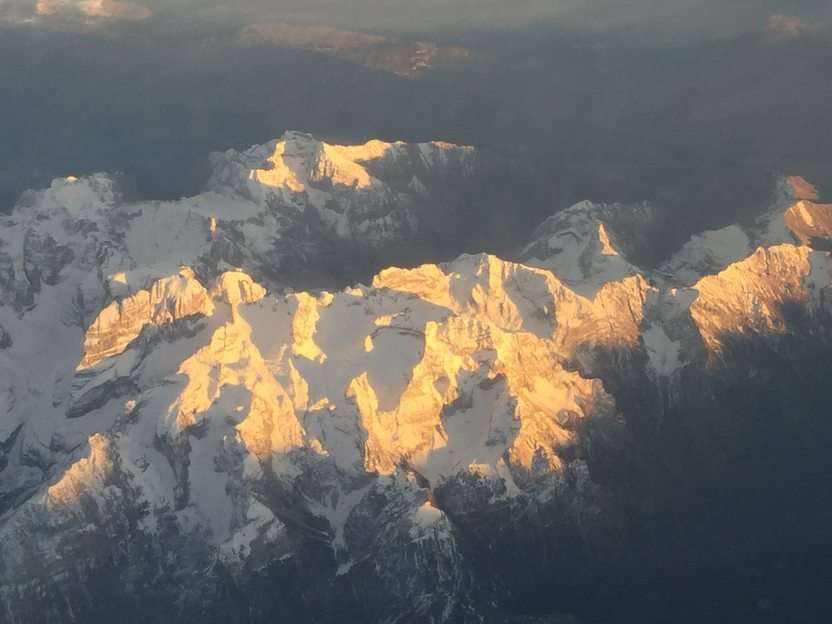 Los Alpes al atardecer puzzle online a partir de foto