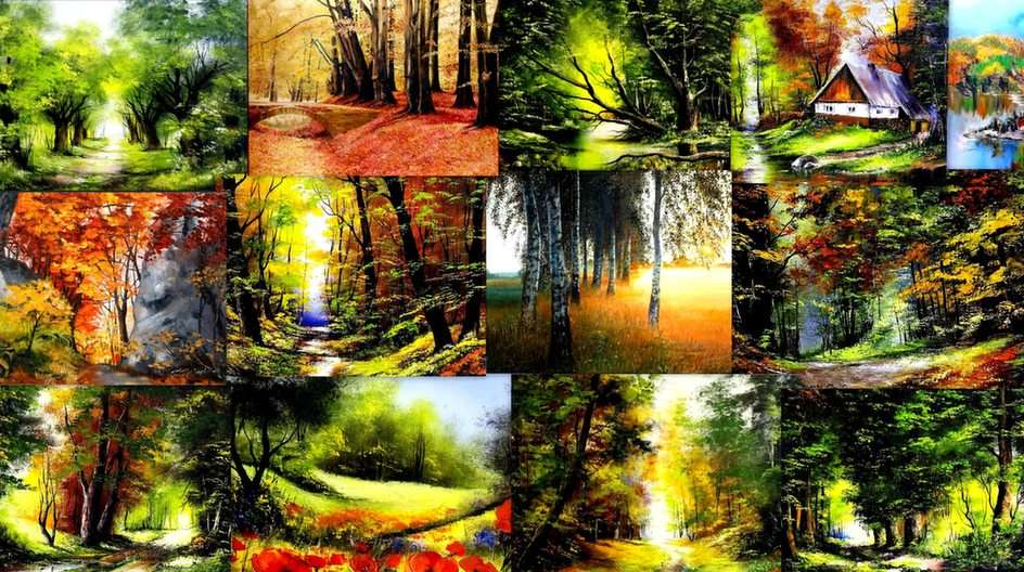 Collage-bossen puzzel online van foto