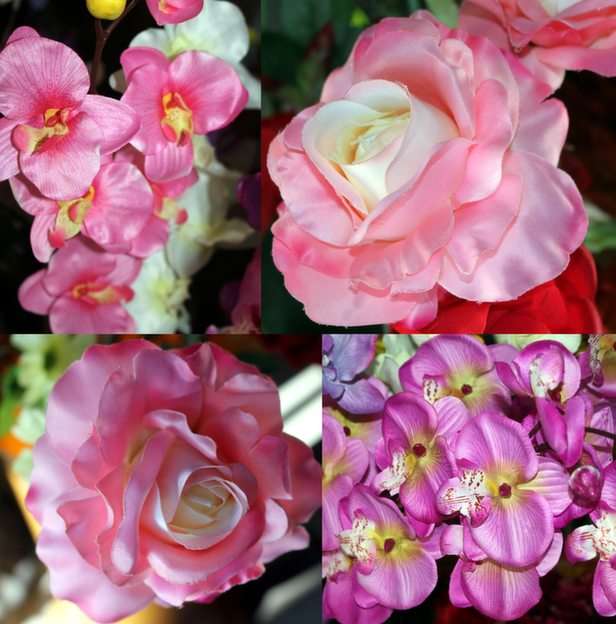 blommor collage pussel online från foto
