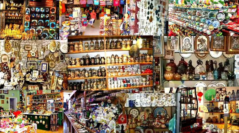 Shops with souvenirs puzzle online from photo