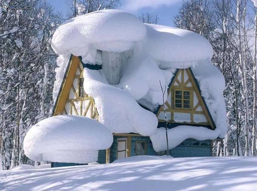 Cabană sous la neige puzzle online din fotografie