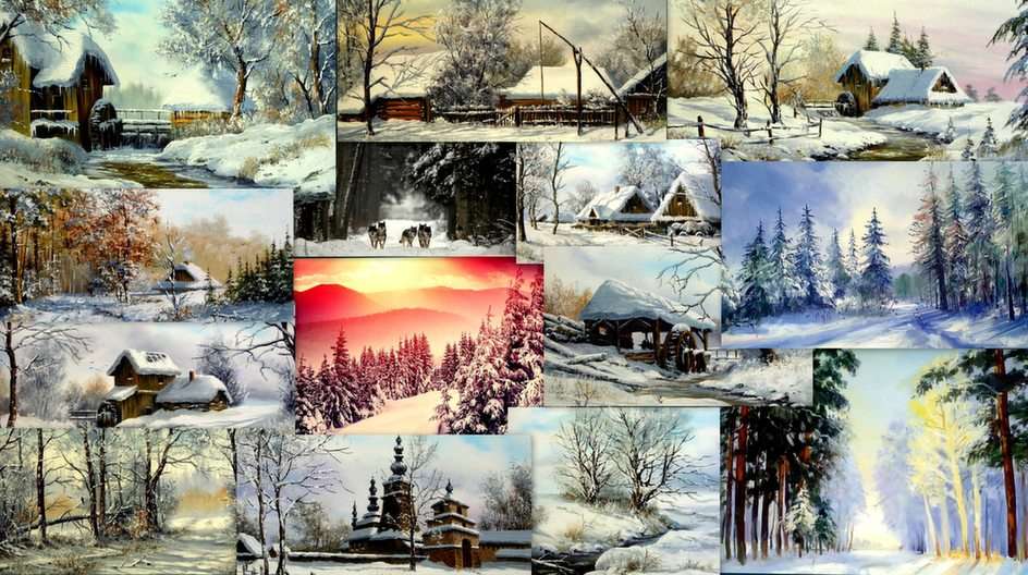 Winter collage puzzle online from photo