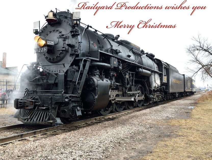 Cartão de Natal da locomotiva a vapor puzzle online a partir de fotografia