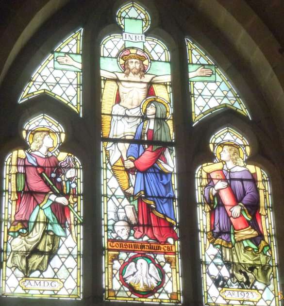 Finestra di vetro colorato nella cattedrale di Anversa puzzle online