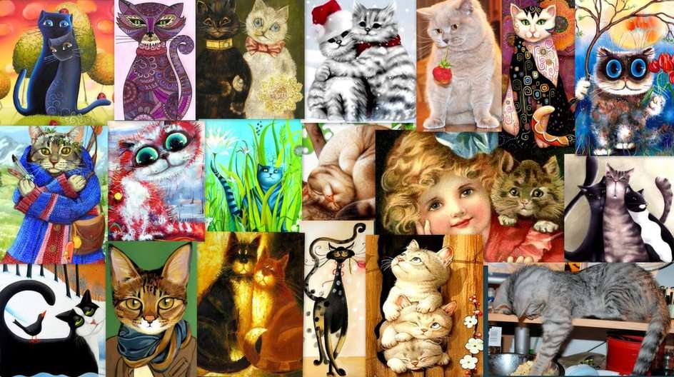 Katter i målning 2 pussel online från foto