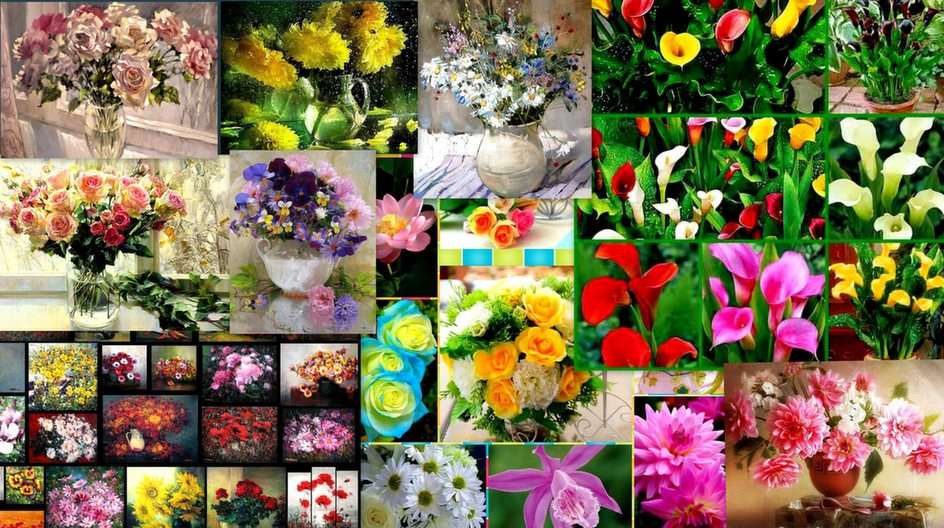 Virágos kollázs puzzle online fotóról