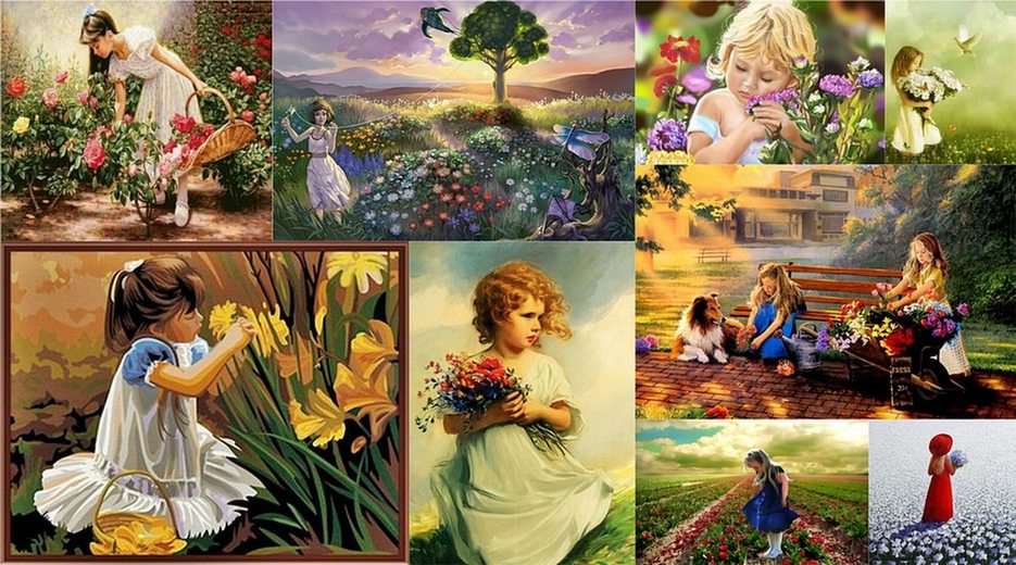 Little girls with flowers online puzzle
