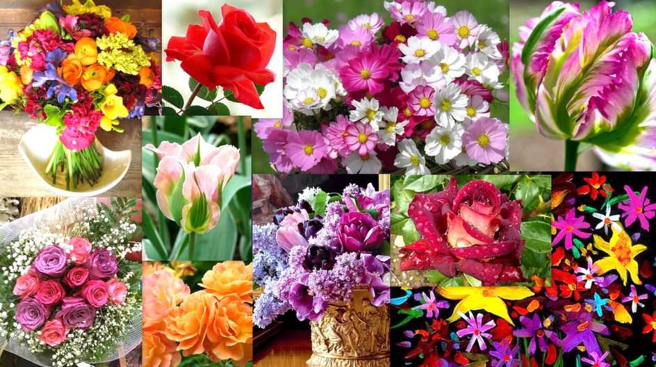 Floral collage puzzle online from photo