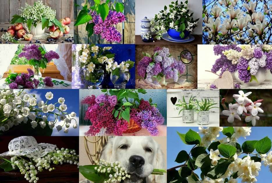 Lilacs, lilies of the valley, jasmine. puzzle online from photo