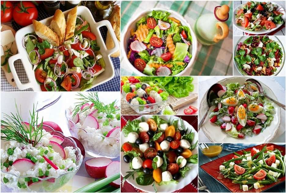 Saudável, delicioso. Colorido - Saladas puzzle online a partir de fotografia
