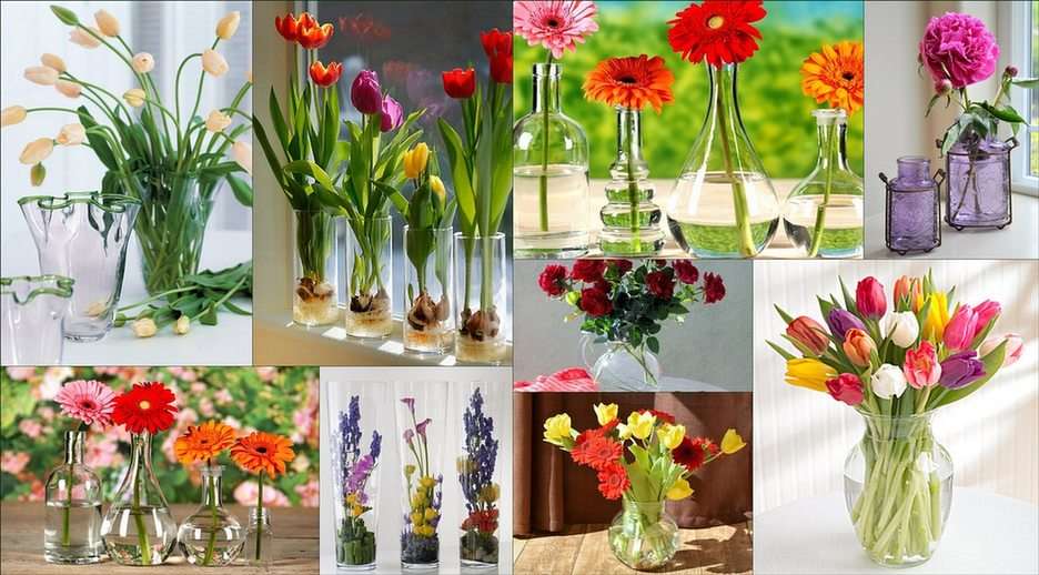 Virágok üvegvázákban online puzzle