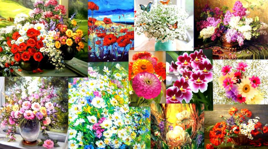 Colaj floral puzzle online din fotografie