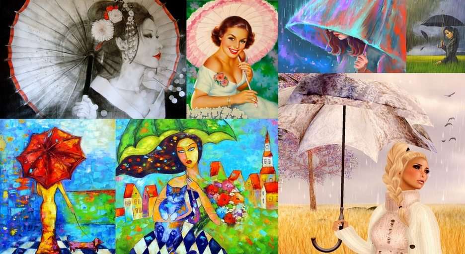 Die Frau unter dem Regenschirm Online-Puzzle vom Foto