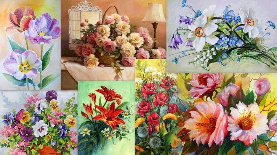 Květiny - malba online puzzle