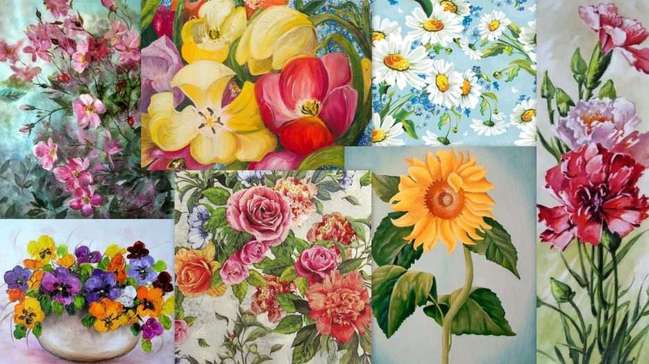 Květiny - malba puzzle online z fotografie