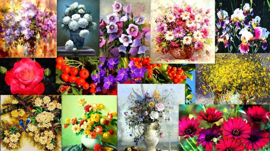 Květinová koláž puzzle online z fotografie
