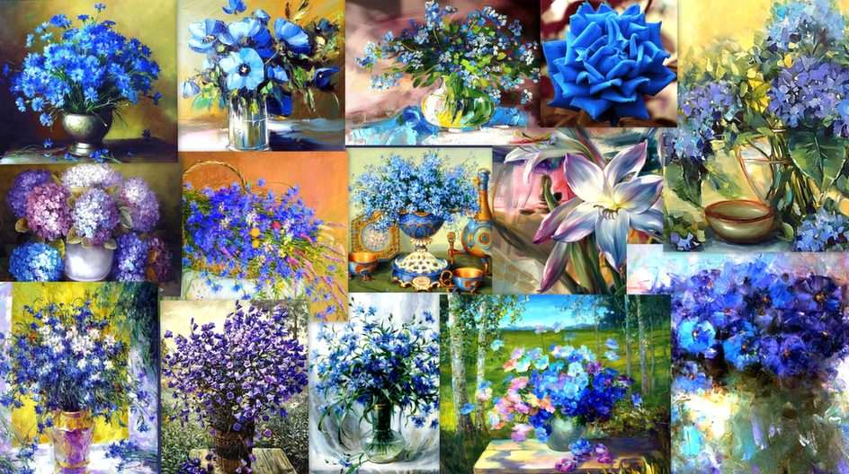 Flores azules rompecabezas en línea