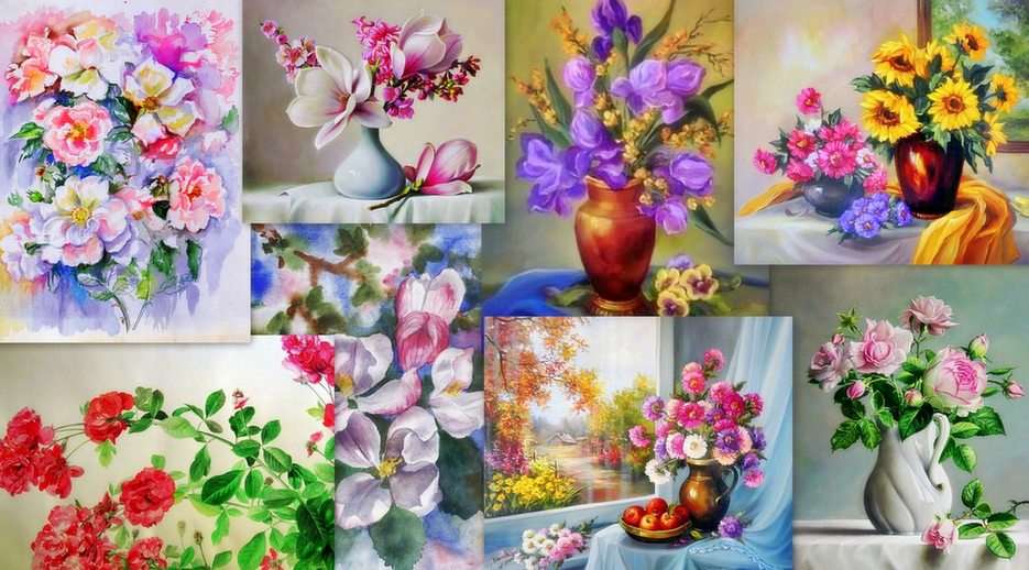 Λουλούδια - ζωγραφική παζλ online από φωτογραφία
