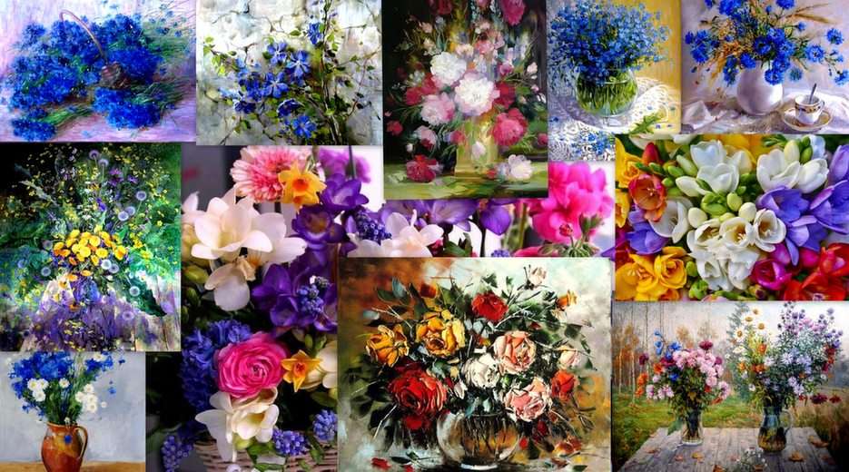 Collage floreale puzzle online da foto