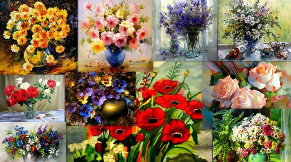 Bloemen collage puzzel online van foto