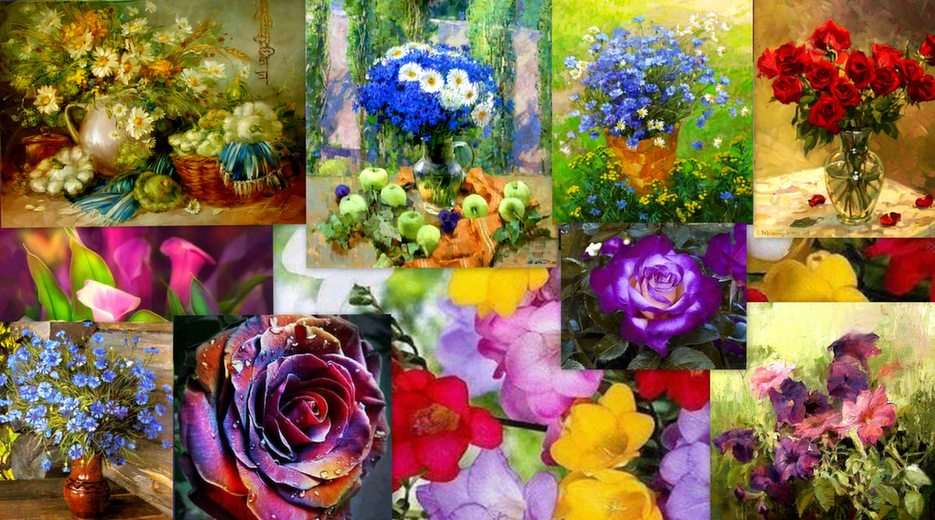 Bloemen collage puzzel online van foto
