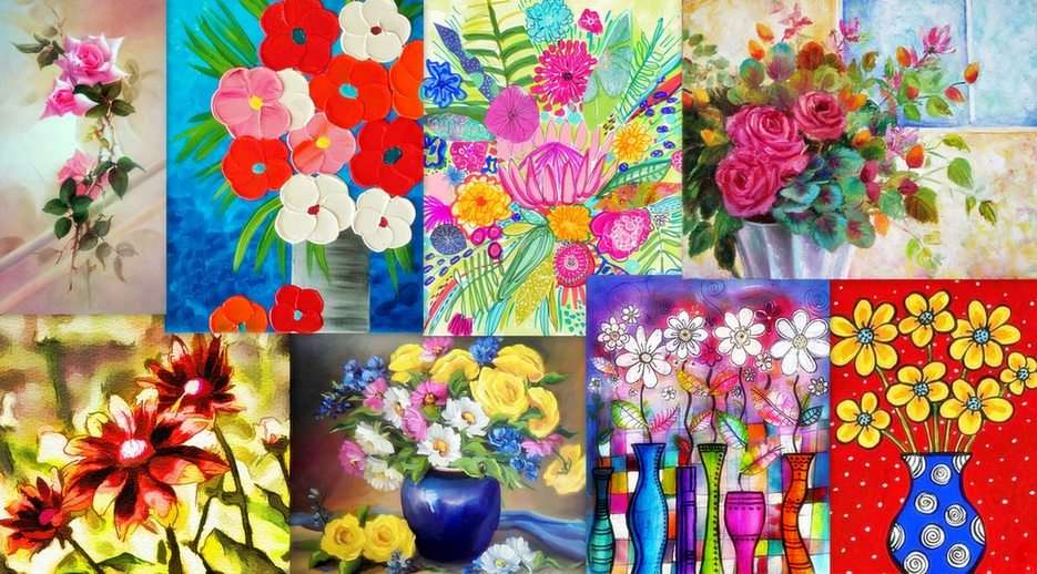 Bloemen schilderen puzzel online van foto