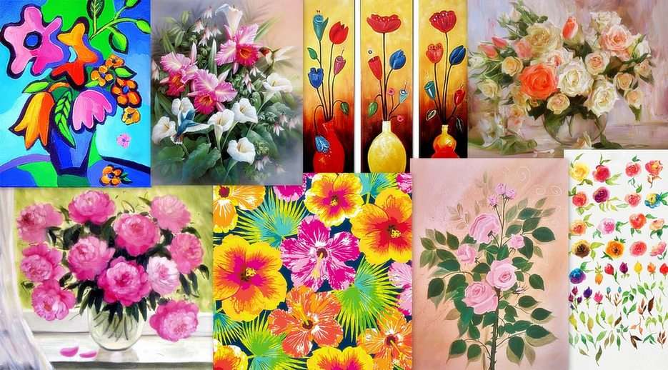 Λουλούδια-ζωγραφική online παζλ