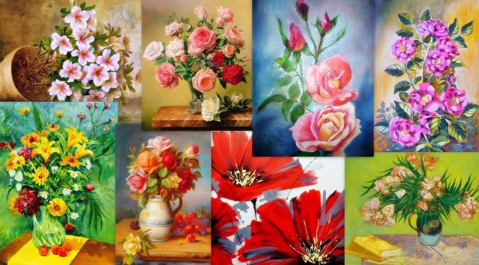 Λουλούδια-ζωγραφική online παζλ
