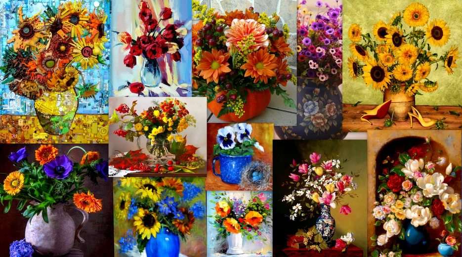 Blommig collage pussel online från foto