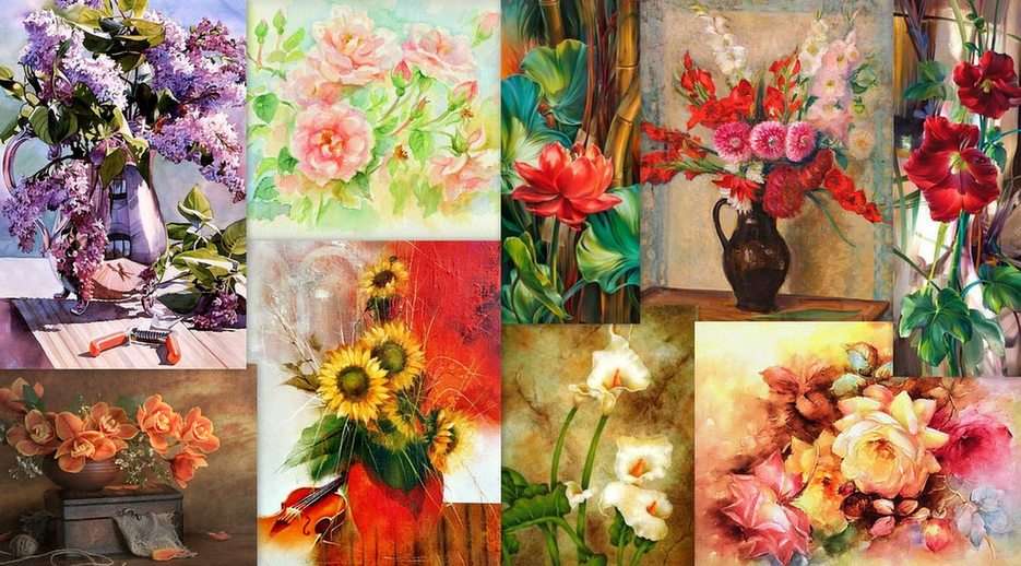 Λουλούδια - ζωγραφική online παζλ