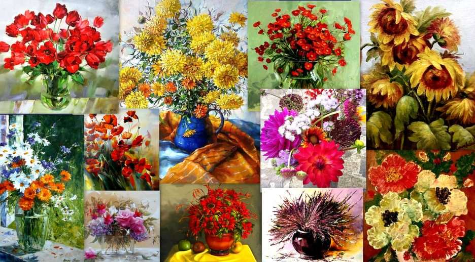 Collage floreale puzzle online da foto