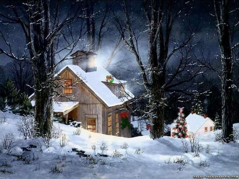 Casa na neve puzzle online a partir de fotografia