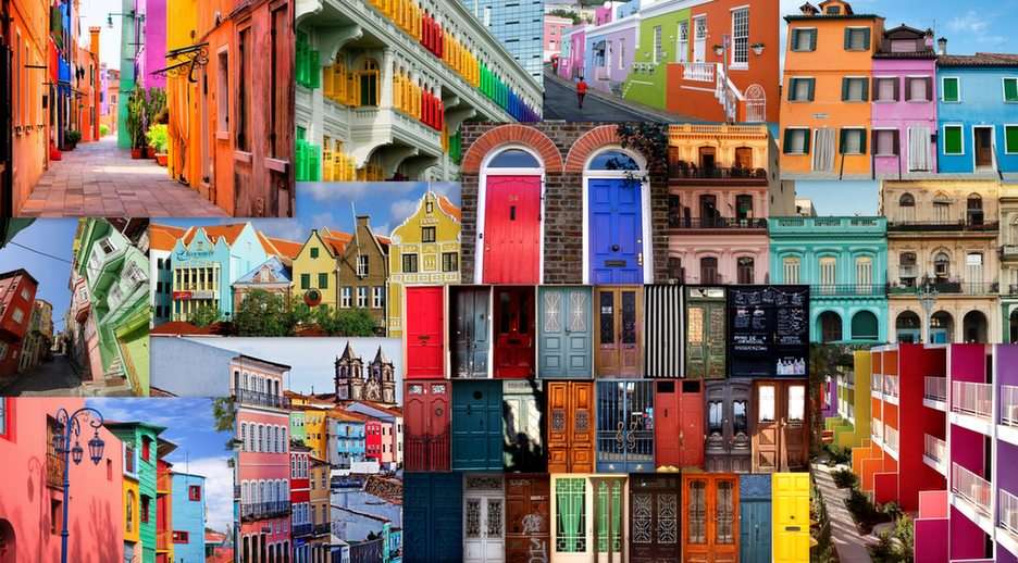 Kleurrijke ramen en deuren puzzel online van foto