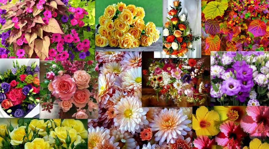 Floral collage puzzle online from photo