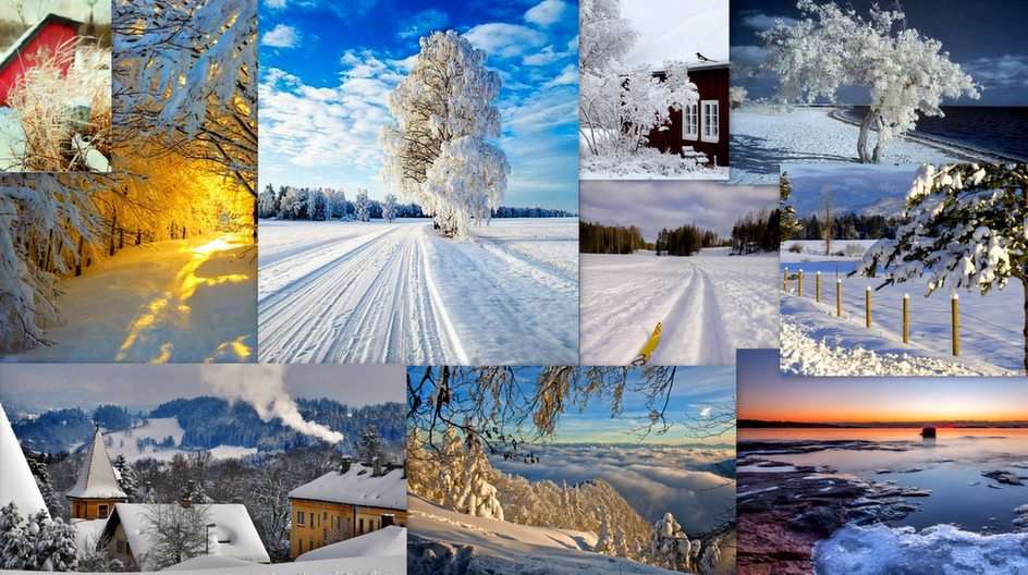 Vinter collage pussel online från foto