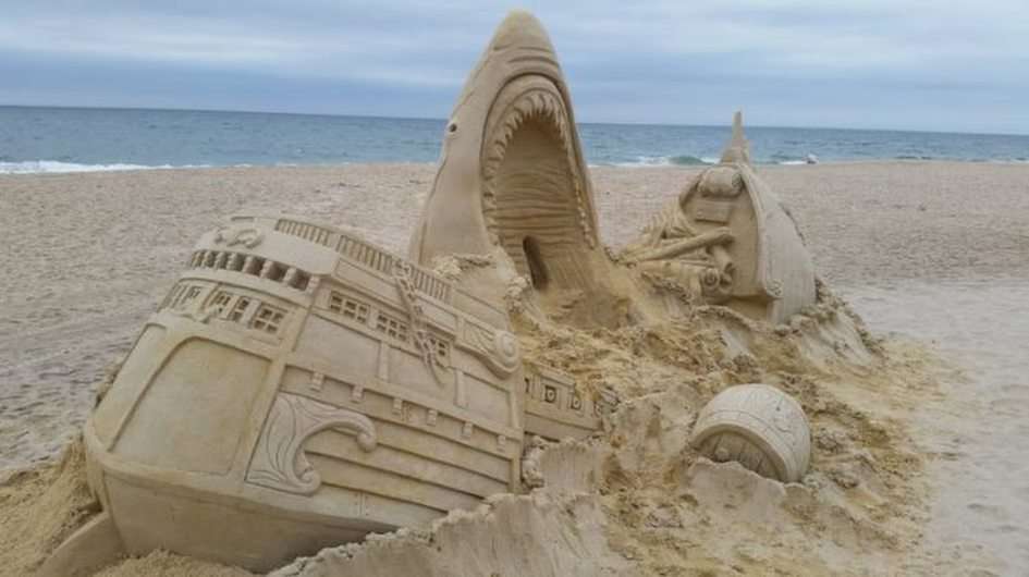 escultura de areia puzzle online a partir de fotografia