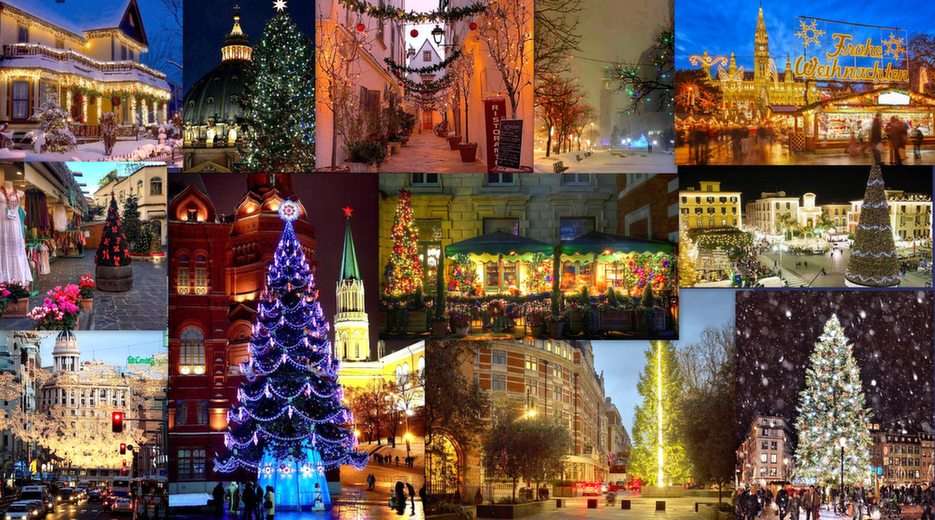 Коледни градове онлайн пъзел от снимка