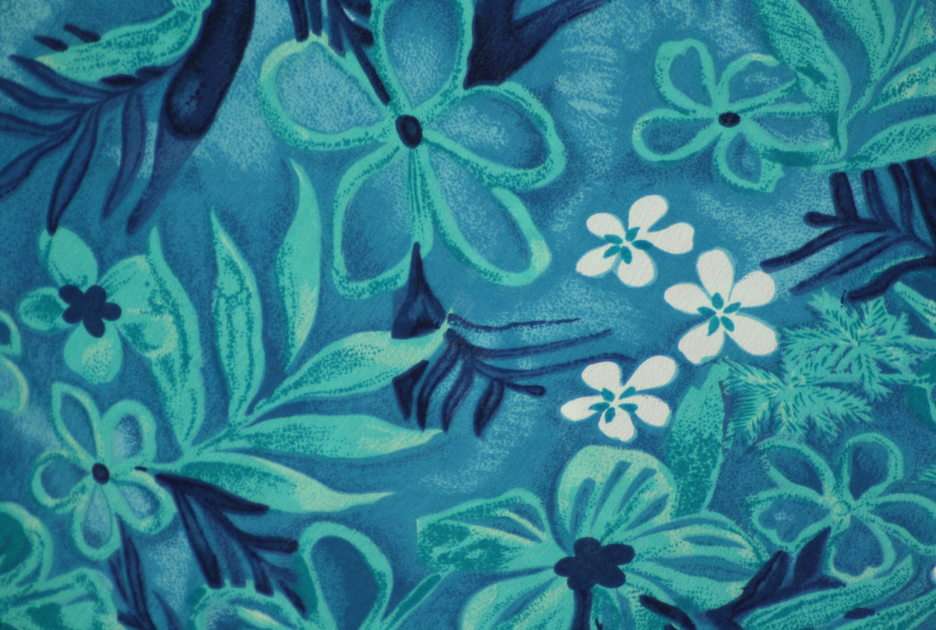 blaue Blumen auf dem Stoff Online-Puzzle vom Foto