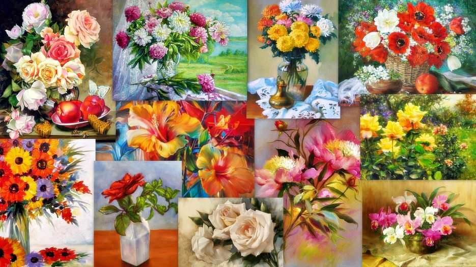 Flores - pintura rompecabezas en línea