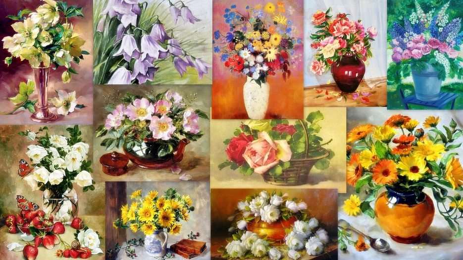 Flores - pintura puzzle online