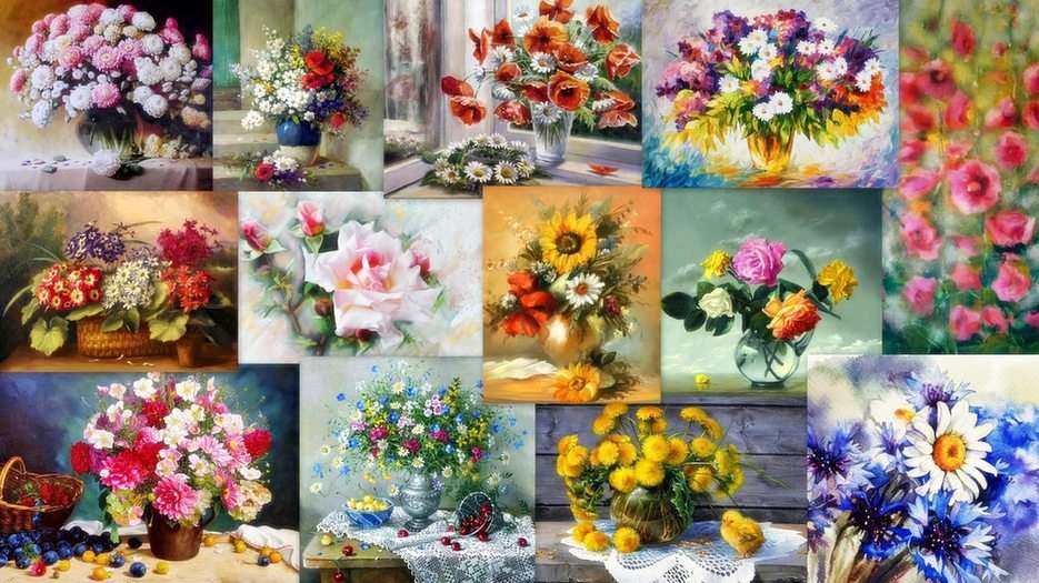 Цветы - живопись онлайн-пазл