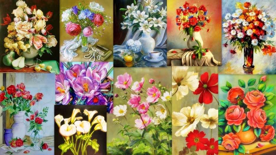 Květiny - malba online puzzle