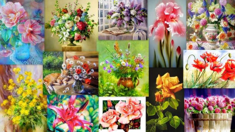 Цветы - живопись пазл онлайн из фото