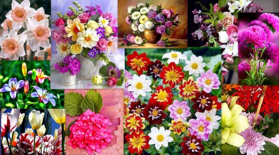 Květinová koláž puzzle online z fotografie