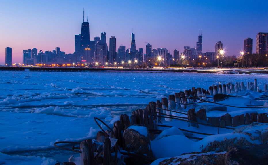 Chicago bei Nacht (USA) Online-Puzzle